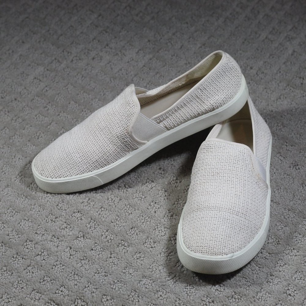 Vince Size 7.5 Cream Colored Twill Weave Sip On Sneakers